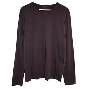 Patrick Assaraf Mens Long Sleeve Crew Neck Pima Cotton Burgundy Shirt M Luxury